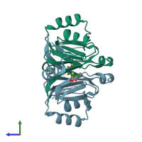 PDB entry 4jh9 coloured by chain, side view.