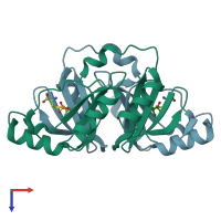 PDB entry 4jh9 coloured by chain, top view.