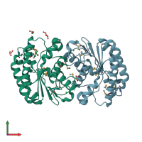 PDB entry 4jhl coloured by chain, front view.