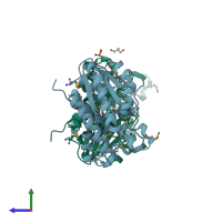 PDB entry 4jhl coloured by chain, side view.
