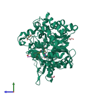 PDB entry 4jho coloured by chain, side view.