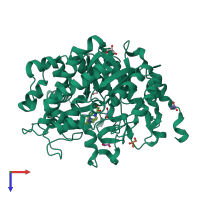 PDB entry 4jho coloured by chain, top view.