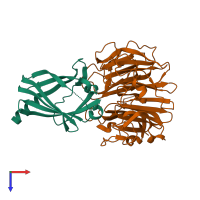 PDB entry 4jhp coloured by chain, top view.