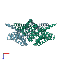 PDB entry 4jhr coloured by chain, top view.