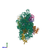 PDB entry 4ji3 coloured by chain, side view.