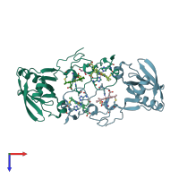 PDB entry 4jj0 coloured by chain, top view.