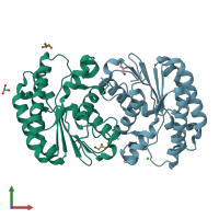 PDB entry 4jj4 coloured by chain, front view.