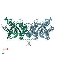 PDB entry 4jj4 coloured by chain, top view.