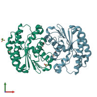 PDB entry 4jj6 coloured by chain, front view.