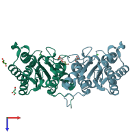 PDB entry 4jj6 coloured by chain, top view.