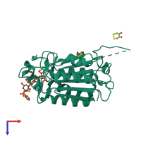 PDB entry 4jj7 coloured by chain, top view.