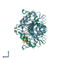 PDB entry 4jj8 coloured by chain, side view.