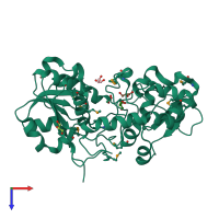 PDB entry 4jja coloured by chain, top view.