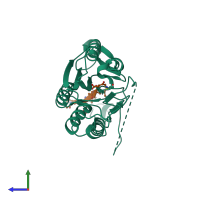 Hetero dimeric assembly 1 of PDB entry 4jje coloured by chemically distinct molecules, side view.