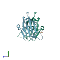 PDB entry 4jjh coloured by chain, side view.