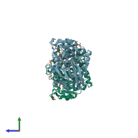 PDB entry 4jji coloured by chain, side view.