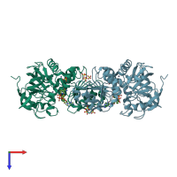 PDB entry 4jji coloured by chain, top view.