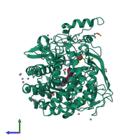 PDB entry 4jjj coloured by chain, side view.