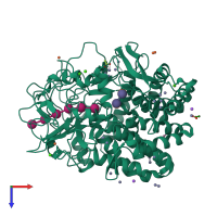 PDB entry 4jjj coloured by chain, top view.