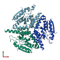 PDB entry 4jjt coloured by chain, front view.