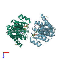 PDB entry 4jk3 coloured by chain, top view.