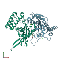 PDB entry 4jk8 coloured by chain, front view.