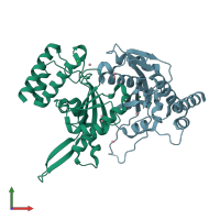 PDB entry 4jka coloured by chain, front view.