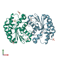 PDB entry 4jko coloured by chain, front view.