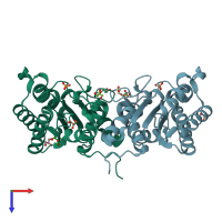 PDB entry 4jko coloured by chain, top view.