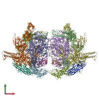 PDB entry 4jkr coloured by chain, front view.