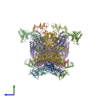 PDB entry 4jkr coloured by chain, side view.