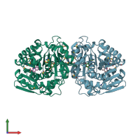 PDB entry 4jku coloured by chain, front view.