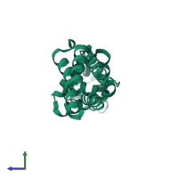 PDB entry 4jkz coloured by chain, side view.