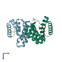 PDB entry 4jl0 coloured by chain, top view.