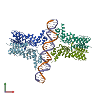 PDB entry 4jl3 coloured by chain, front view.
