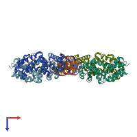 PDB entry 4jl3 coloured by chain, top view.