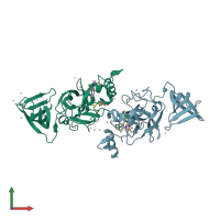 PDB entry 4jlg coloured by chain, front view.