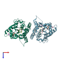 PDB entry 4jlj coloured by chain, top view.