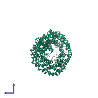 PDB entry 4jlq coloured by chain, side view.