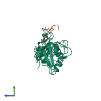 PDB entry 4jlu coloured by chain, side view.