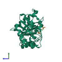 PDB entry 4jlv coloured by chain, side view.