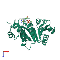 PDB entry 4jlv coloured by chain, top view.