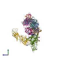 PDB entry 4jm2 coloured by chain, side view.