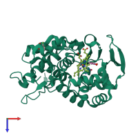 PDB entry 4jma coloured by chain, top view.