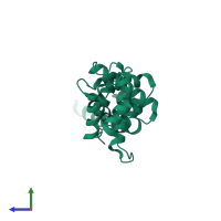 PDB entry 4jmi coloured by chain, side view.