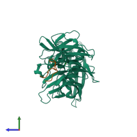 PDB entry 4jml coloured by chain, side view.