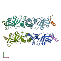 PDB entry 4jmr coloured by chain, front view.