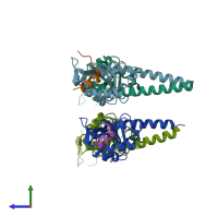 PDB entry 4jmr coloured by chain, side view.