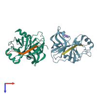 PDB entry 4jmy coloured by chain, top view.