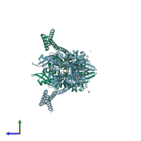 PDB entry 4jn4 coloured by chain, side view.